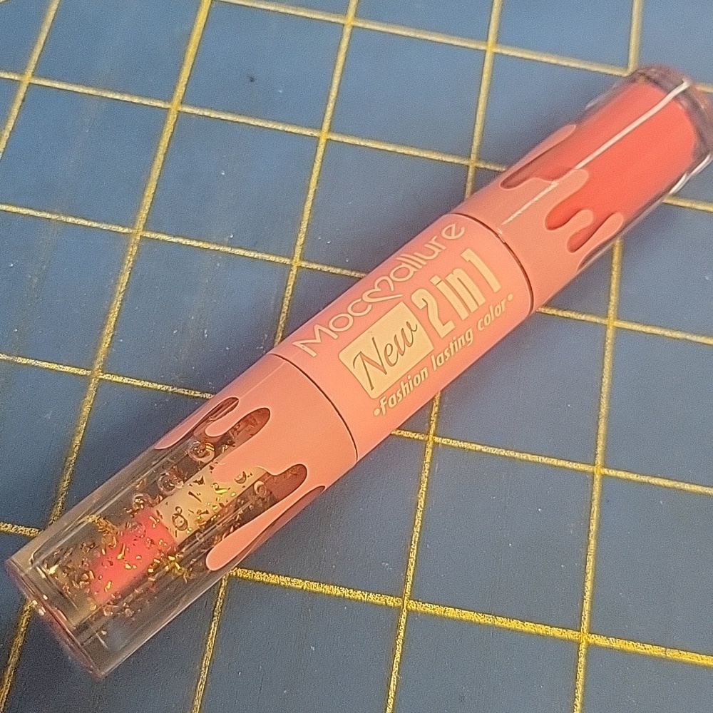 Mocmallure New 2-in-1 Lipstick & Glitter Gloss Pink New Dual End New Tube